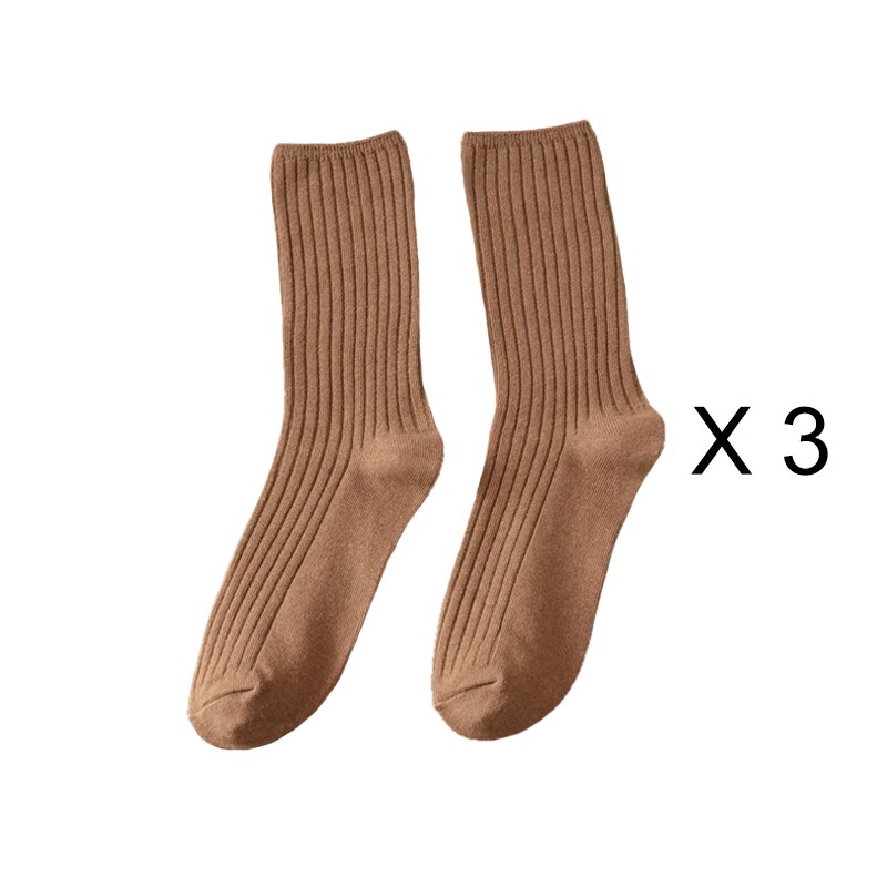 3 par/lote conjuntos de calcetines de mujer de Color sólido Retro calcetines largos de algodón para mujer transpirable estilo japonés Casual calcetín largo de algodón: Fucsia