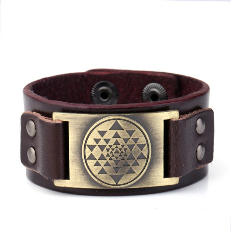 1Pc Viking Vegvisir Kompas Hangers Bangle Nordic Runen Mannen Sieraden Odin Symbool Imitatie Lederen Armbanden