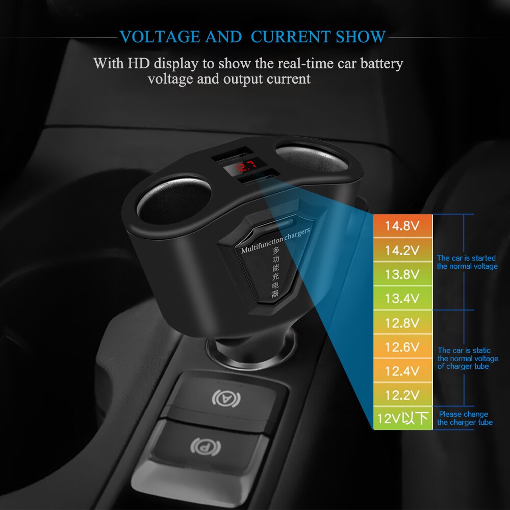 Usb Autolader Display Huidige Volmeter Voor Iphone Ipad Samsung Gps Dashcam Dvr 3.1A Dual Usb Auto Telefoon Oplader adapter