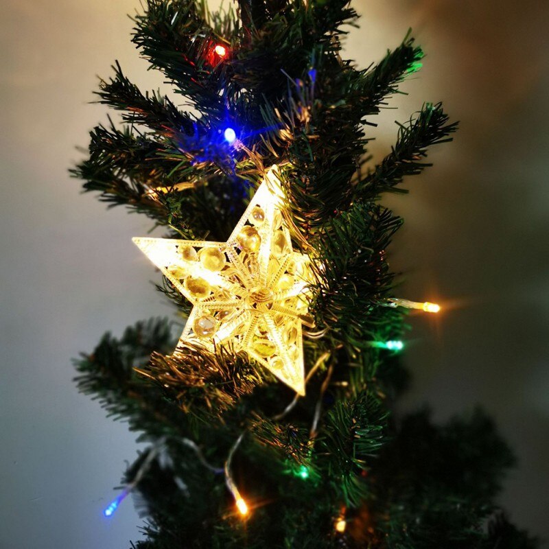 Ster Boom Toppers Lichtgevende Kerstversiering Batterij Operated Kerstboom Decoraties (Warm Wit)