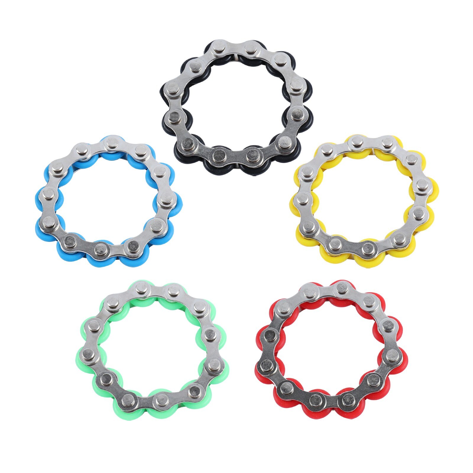 12 Knots Bicycle Chain Buckle Fidget Toy Stress Reliever Anxiety Relief Vent Decompression for Kids Adults Key Ring Finger Toys