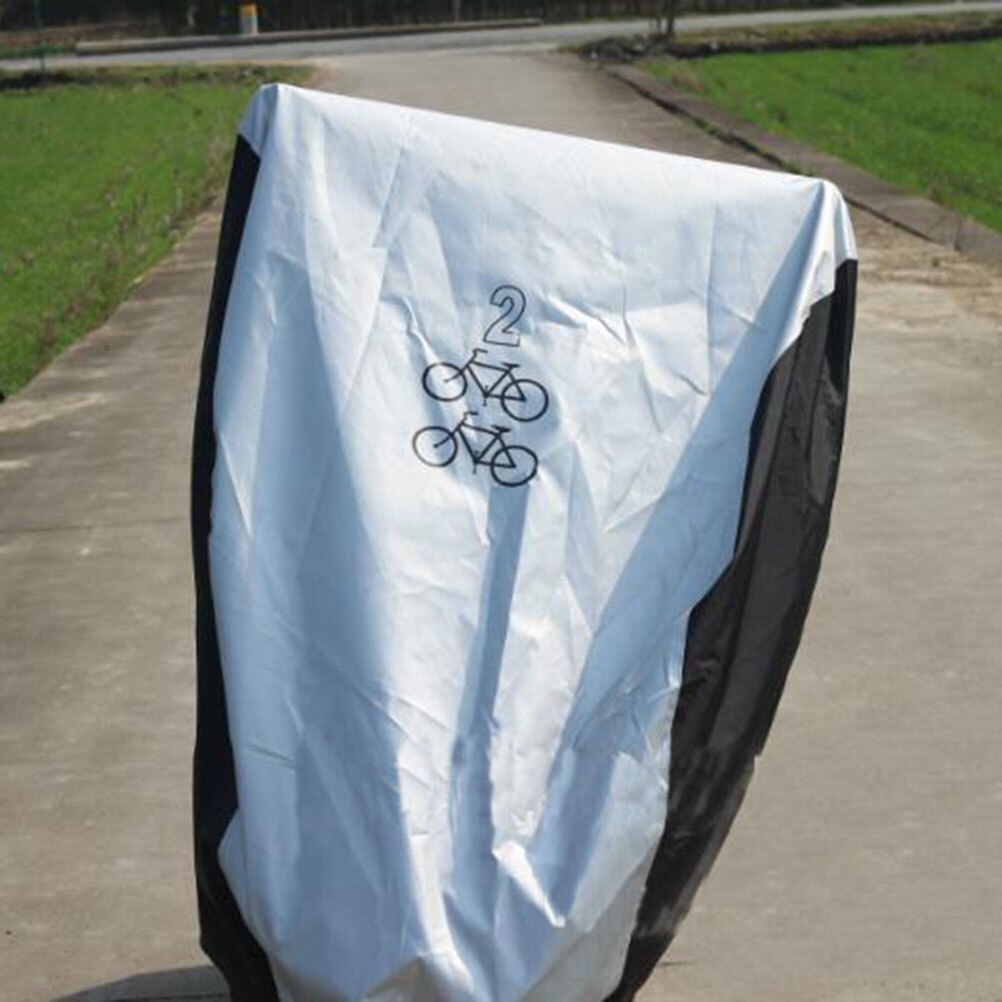 Wasserdicht Bike Abdeckung Doppel 2 Fahrrad Zyklus Roller Regen und Staub Beständig UV Schutz für Bikes (Silber und Schwarz, M, Zwei Bik
