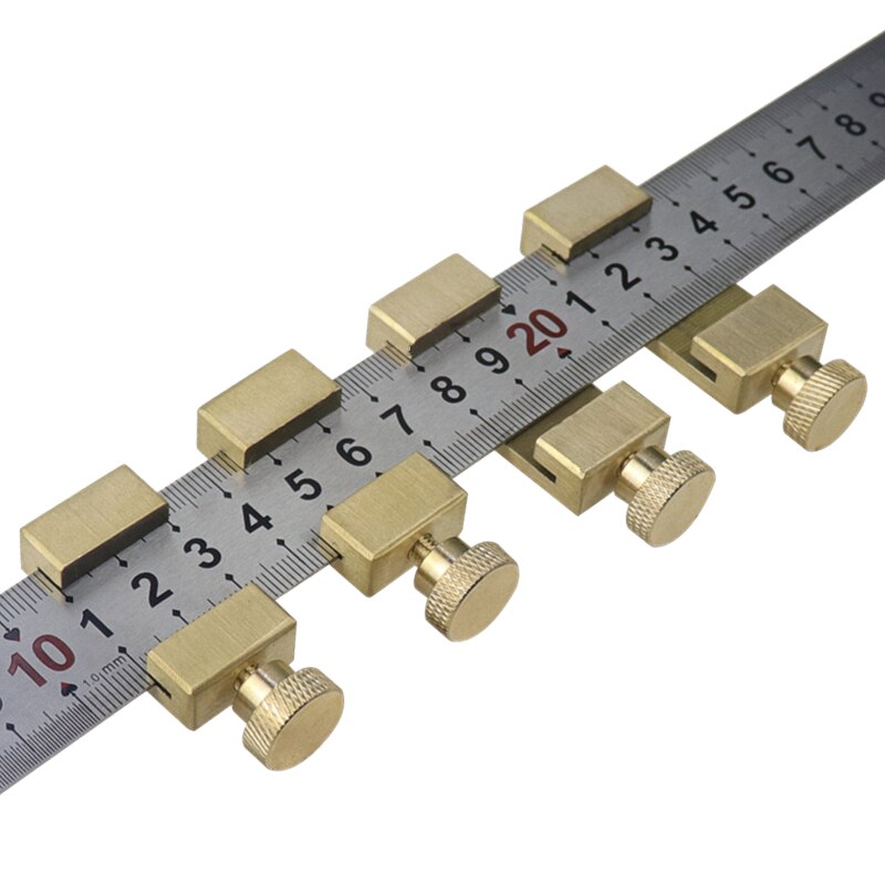 Adjustable Steel Ruler Positioning Block Angle Marking Gauge Brass Line Scriber Ruler Fixed Position Carpentry Measuring Tool