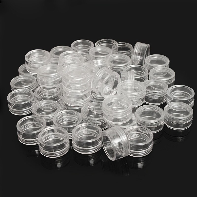 50 stks/set Transparante Plastic Sieraden Kraal Opbergdoos Kleine Bodem Ronde Container Potten Make Up Organizer Opbergdozen