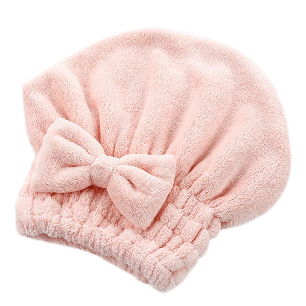 Coral Velvet Quick Dry Hair Hat Hair Drying Towel Super Absorbent Shower Head Wrap Towel Bath Cap Shower Hat: Pink