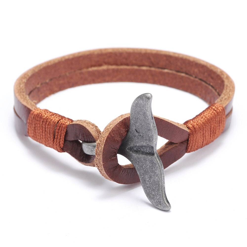 Pulsera de estilo vikingo gitano para hombre, brazalete trenzado, varias capas, cuerda roja, hecho a mano: Leather Brown