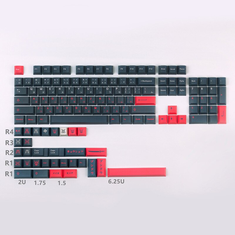 135 nycklar gmk bushido keycaps cherry profile pbt sublimation mekanisk tangentbord keycap för mx switch: Gmk bushido