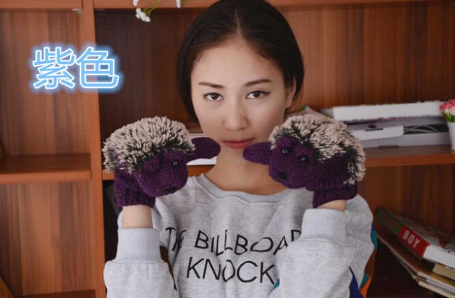 OMH 7 color to choose girls novelty in winter Warm outdoor gloves woman&#39;s Cartoon hedgehog cotton gloves ST30