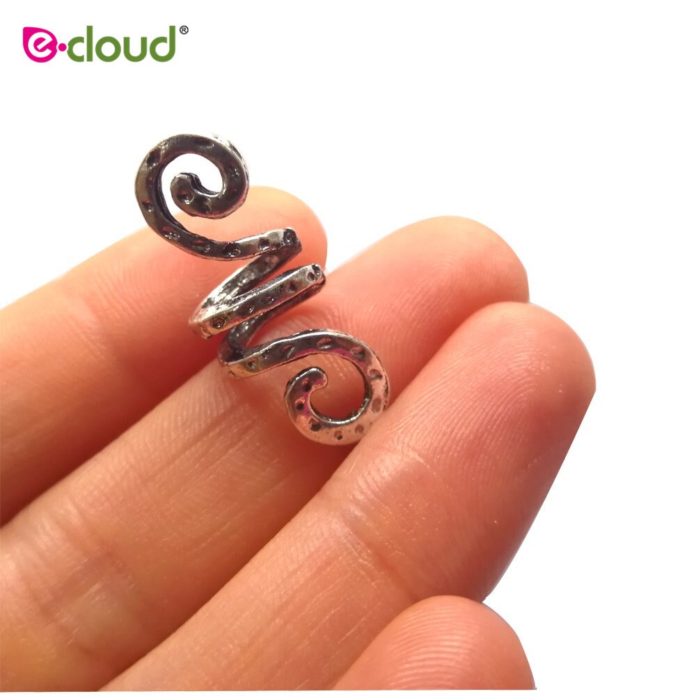 50 stks/partij Haar Kralen Ringen-Dreadlock Haar Accessoires Norse Spiraal Haar Coils Lente Kralen voor Braid Baarden Haar Hangers