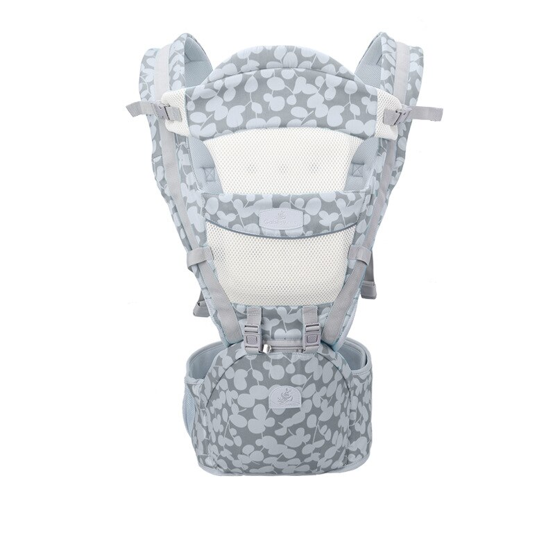 Ademende ergonomische draagzak, heupdrager, draagbare kangoeroe, babyrugzak voor het dragen van kinderen, draagdoek voor baby's: Grijs 1