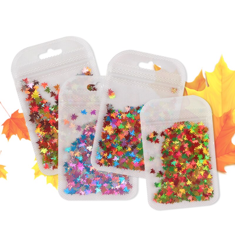4 zakjes herfst esdoornblad nail art pailletten decoratie holografische kameleon glittervlokken uv gellak tools kerstnagels