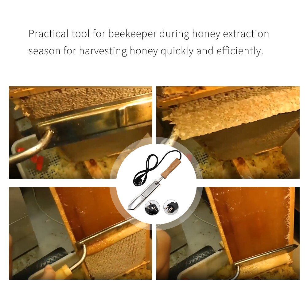 Stainless Steel Electric Honey Scraper Bee Beekeeping Equipment Uncapping Tool Extractor Tool with Wooden Handle