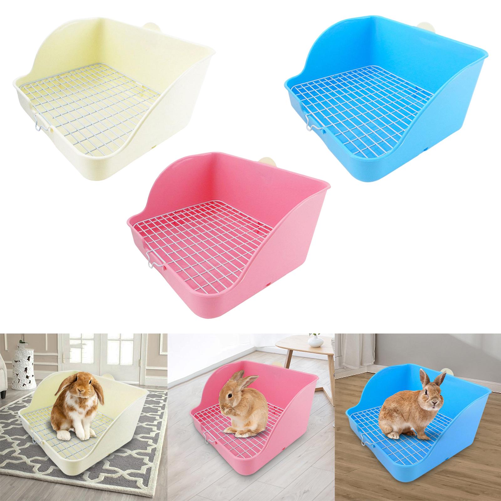 Caja de arena de plástico para conejos, ropa de cama para baño de mascotas, para hámster y conejo