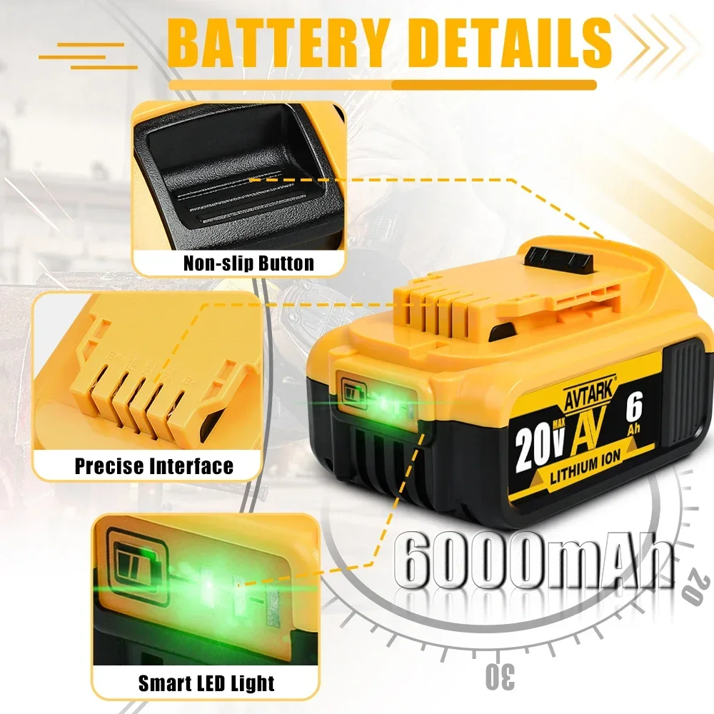 Batterie aux ions pour outils Dewalt Max, 18V, 20V, 3,0 Ah, DCB203, DCB205, DCB206, DCB204, DCB200, DCB182, DCB180, DCB230, DCD, DCF, série DCG