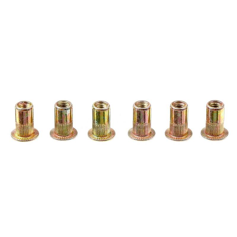 166pcs/set Mixed Carbon Steel Rivet Nut M3 Nut Zinc Kit Threaded Insert Head Nut Flat Plated G1V9