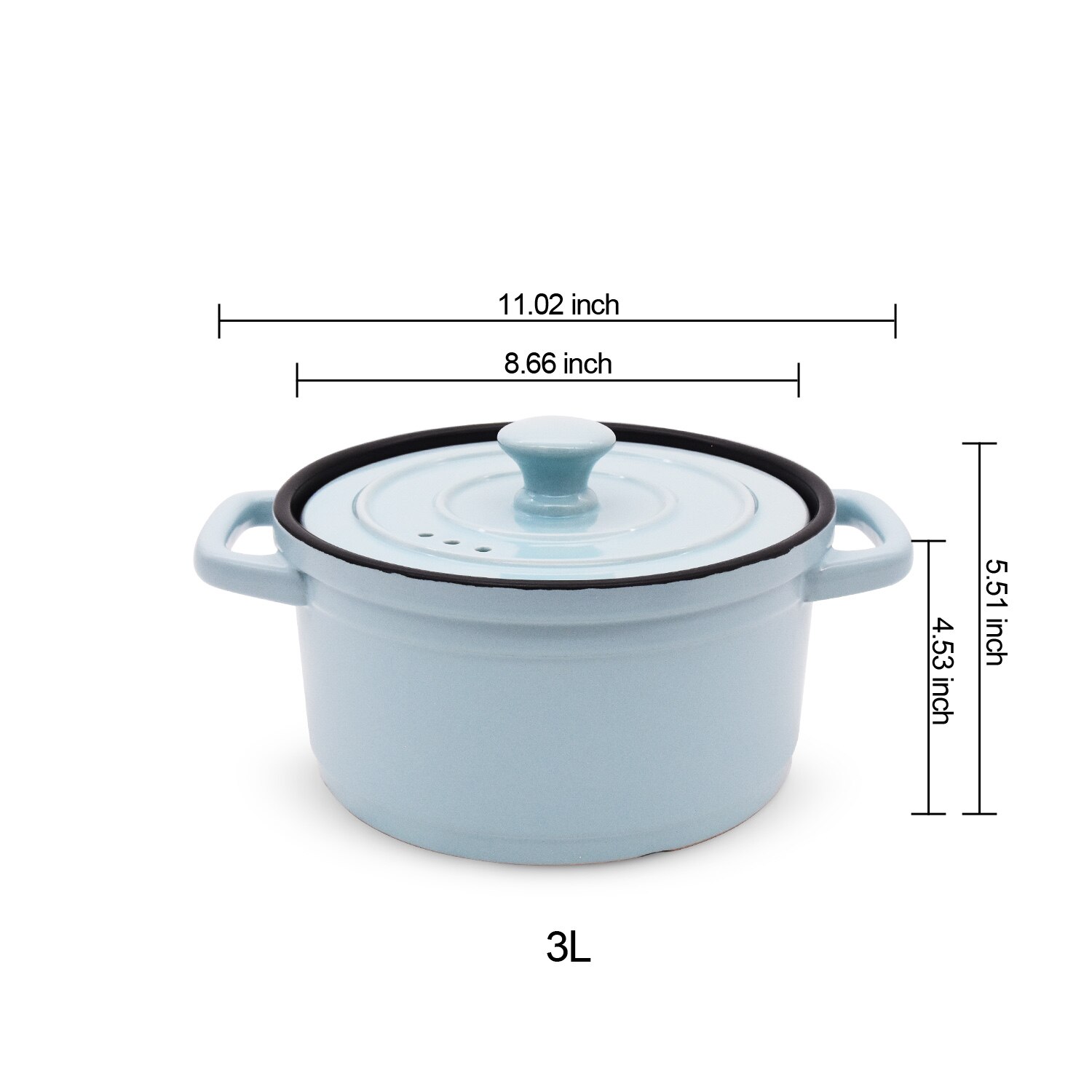 3L Ceramic Cookware Colorful Korean Casserole With Lid Ceramic Tureen Soup Open Fire Earthen Pot Cooking Pot: Blue