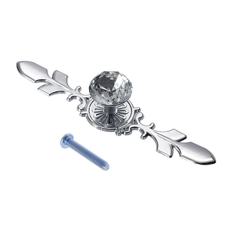 Zinklegering Diamant Kristal Handvat Europese Minimalistische Transparant Kristal Enkel Gat Kast Kledingkast Deurklink Glas Boor H: L