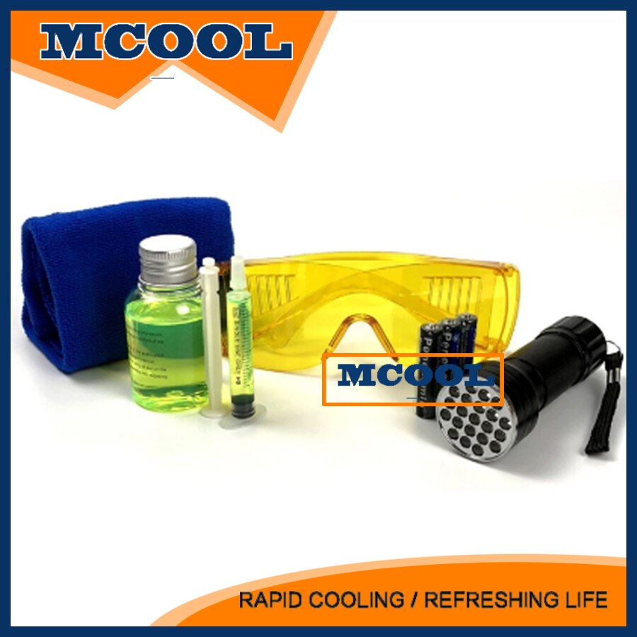 Détection automatique de fuite fluorescente climatisation automatique R134a réfrigérant gaz Freon AC détecteur de Test de fuite outil de réparation colorant UV