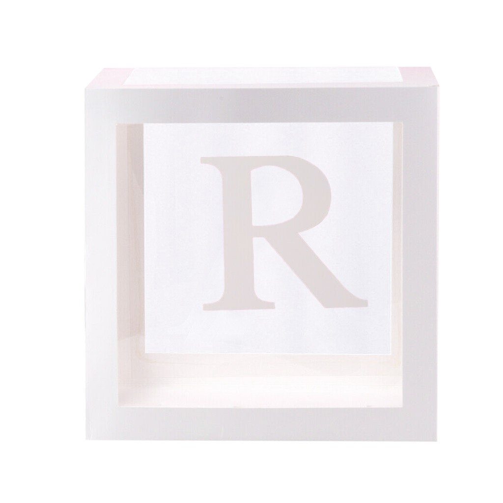 Lettre A-Z Cube Transparent coffrets enfant anniversaire bébé douche fête décoration emballage buffalo plaid emballage boîte: R