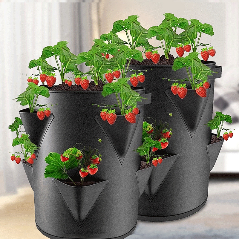 Felt Potato Grow Bag Reusable Planting Grow Pot Multi-Mouth Vegetable Fruit Plant Bag Hanging Planter Garden Supplies