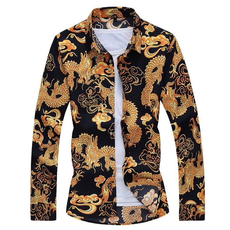 2022 herbst Frühling Kleidung Chinesischen Drachen Hemd Männer Lange Ärmel Bluse Große Größe 6XL 7XL Drucken hawaiisch Strand lässig Für mann