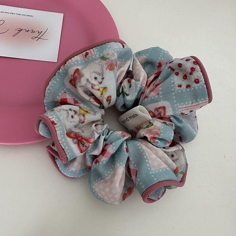 Ins Floral Dieren Patroon Elastisch Haar Scrunchies Stof Headrope Haaraccessoires: Black