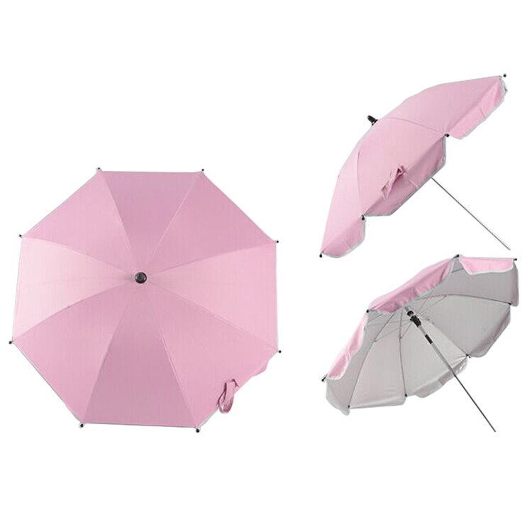 Sombrilla de cochecito de bebé de nailon Anti-UV cubierta de toldo de sol 360 paraguas de cochecito ajustables soporte elástico soporte de cochecito Accesorios: Rosa