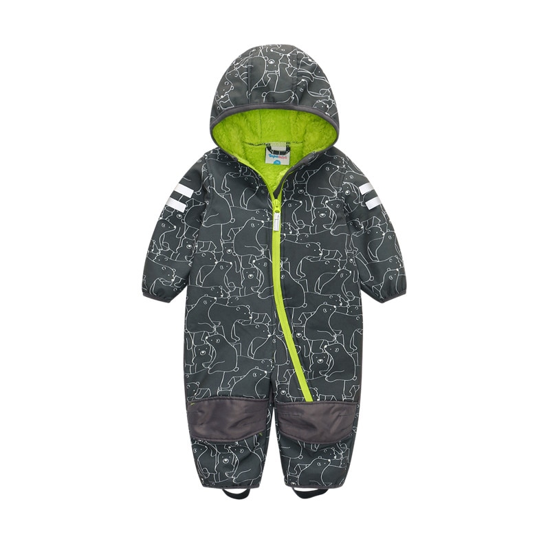 Windproof and waterproof warm cartoon cute children's composite fleece jumpsuit boys and girls jumpsuit jumpsuit