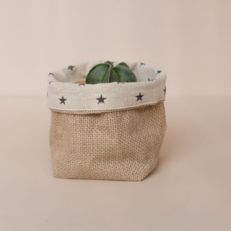 Decorative Jute Flower Pot Covers: Black star 10-10