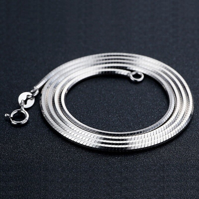 2MM 100% Echtem 925 Sterling Silber Farbe Halskette Kette Für Frauen Männer 45cm/50cm/60cm Schlange Knochen Schlüsselbein Kette Halskette