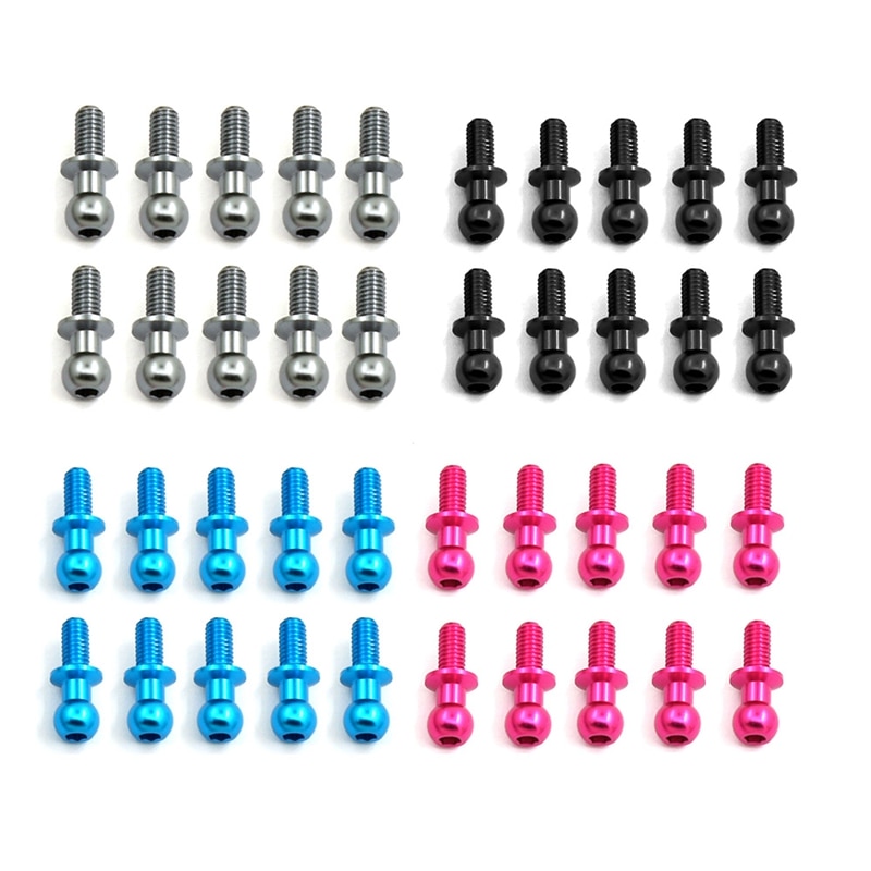 10 Uds M3 tornillos de cabeza de bola hexagonal de Metal para Tamiya TT01 TT02 Sakura D5 1/10 RC Drift Car repuestos universales