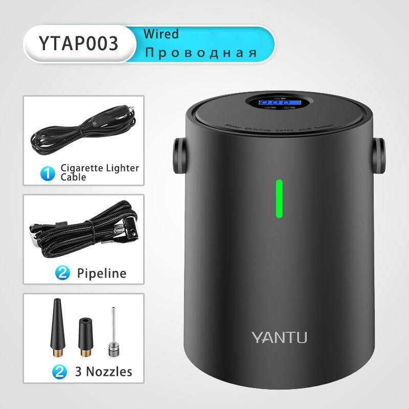 12V 150PSI Digital Car Air Compressor Portable Mini Car Tyre Inflator Air Pump Rechargeable for Auto Emergency Motorcycle Ball: Wired black