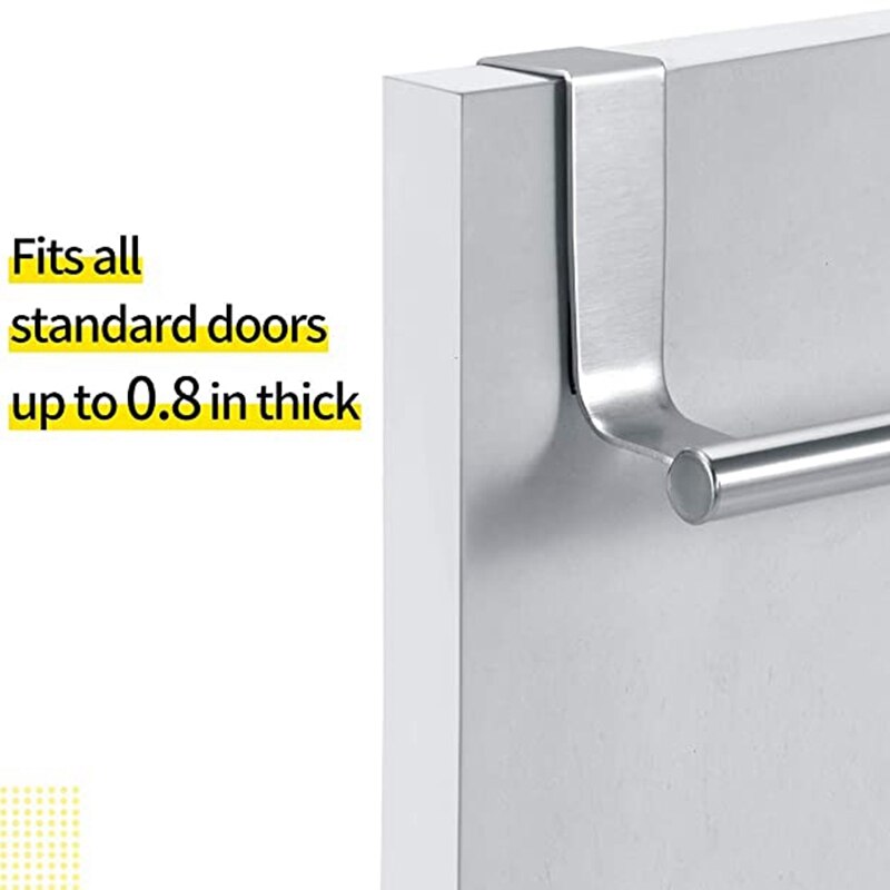 2 Pcs Stainless Steel Over Door Towel Rack, Bar Holders Fit For Cabinet Cupboard Doors To Hold Hand And Dish Towels