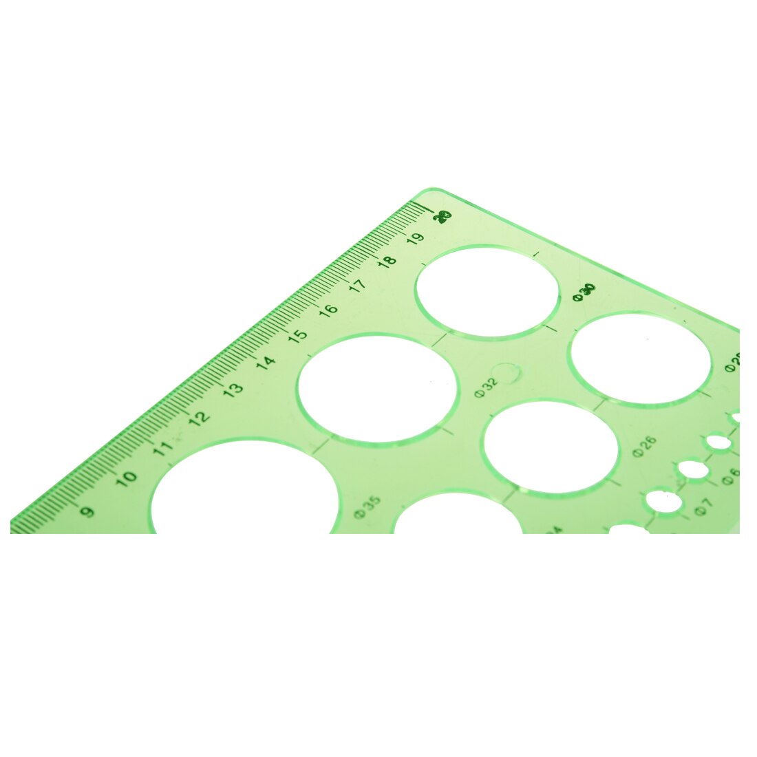 SOSW-Green Plastic Students Rectangle Shape Drawing Circle Template Ruler