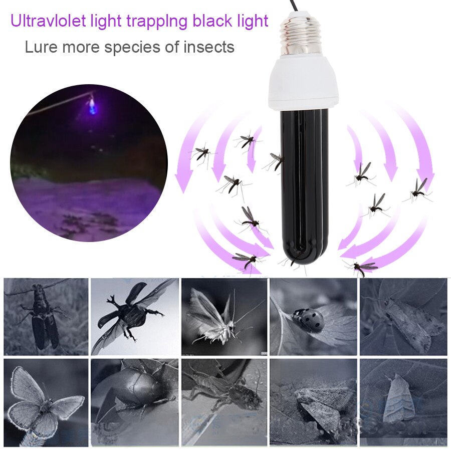 20/30/40w uv sort lys tiltrækkende insekter lampe cfl landbrugs lys 365nm 12v ultraviolet lampe fælde lys