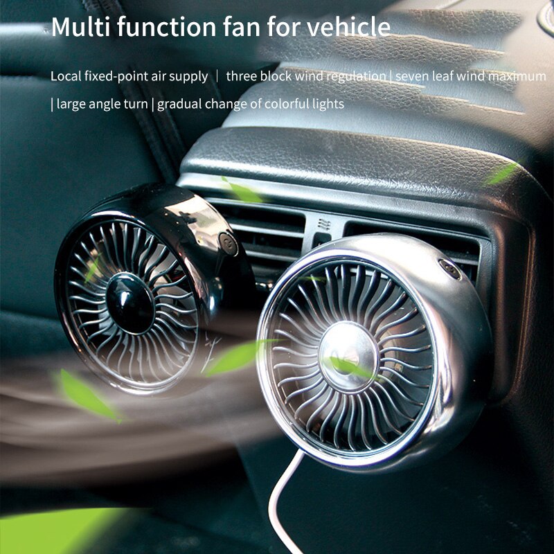 Car Multifunctional Electric Fan Car Air Outlet Center Console Wind Power Expansion USB Mini Auto Cooling Fan