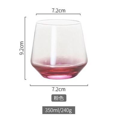 Runde vinglas krus og kopper kaffeglas whiskyglas kopper gennemsigtigt whiskyglas drikkeglas vand te kopper 350ml: Lyserød