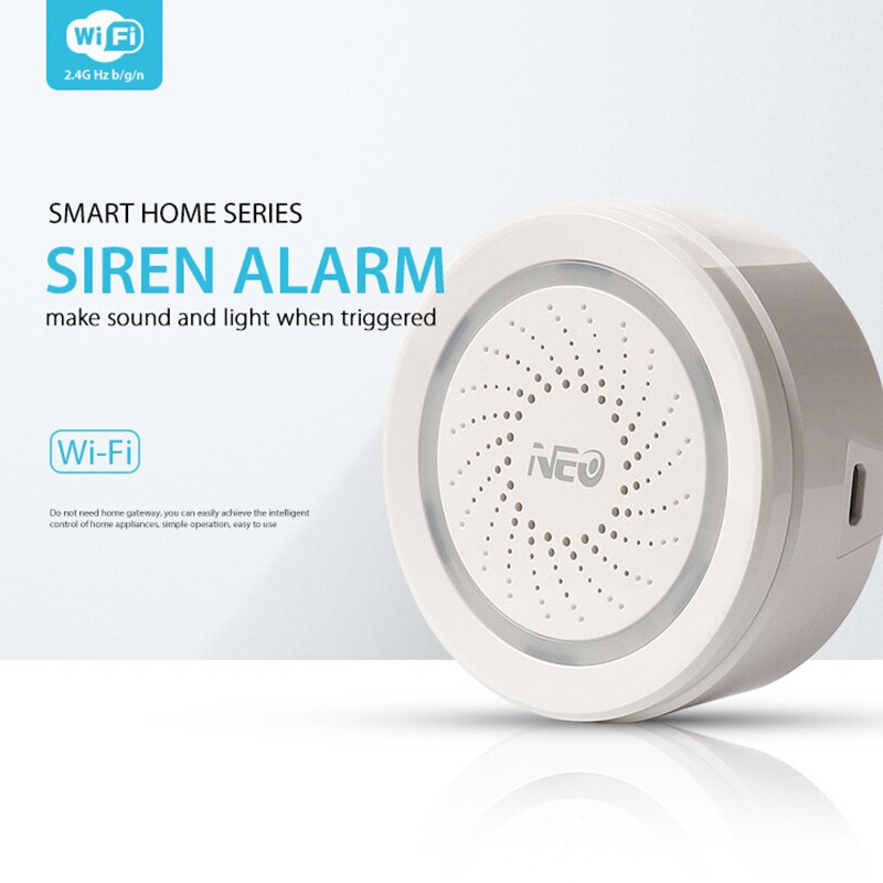 Alarma WiFi Control remoto 100Db sonido sirena trabajo con Echo Alexa Google Home IFTTT para la oficina del Hotel en casa