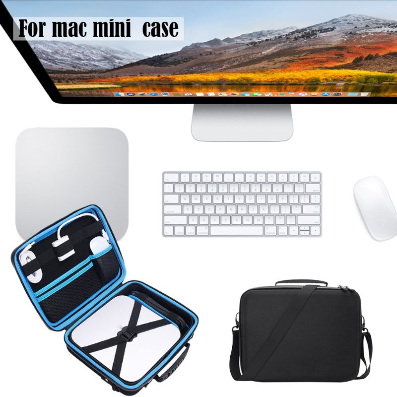 1impostato EVA Duro trasportare Borsa di Protezione di Immagazzinaggio del Sacchetto di Spalla con La Cinghia per Mela Mac mini e Accessori