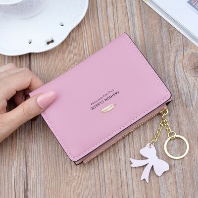 Ladies Wallets Short Zipper Student Korean Small Flower Coin Purse Soft Leather Thin Wallet Women Bag Tassel: 8