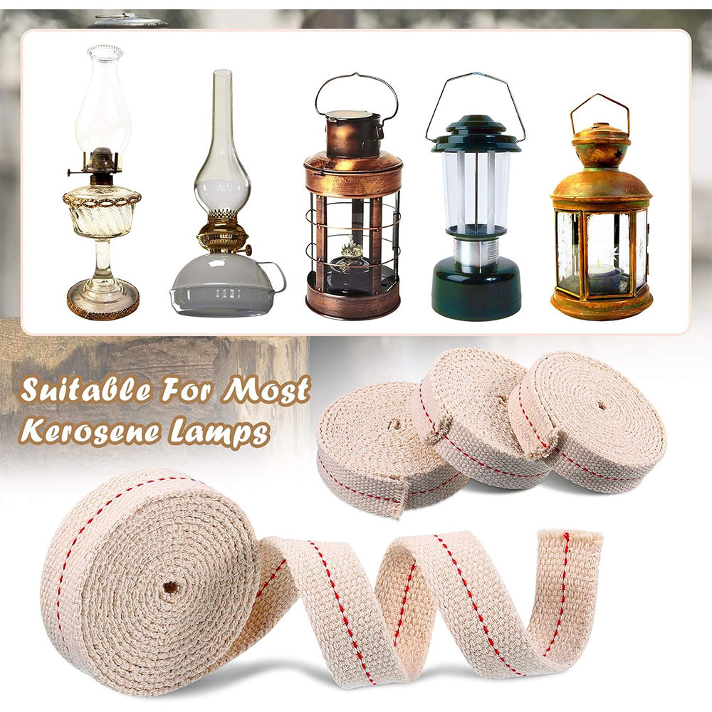 Mecha de lámpara de queroseno de algodón plano blanco de 1,1 cm/1,3 cm/1,5 cm/2cm de ancho, 1 metro de largo, con puntada trenzada para lámparas de aceite, quemador de velas