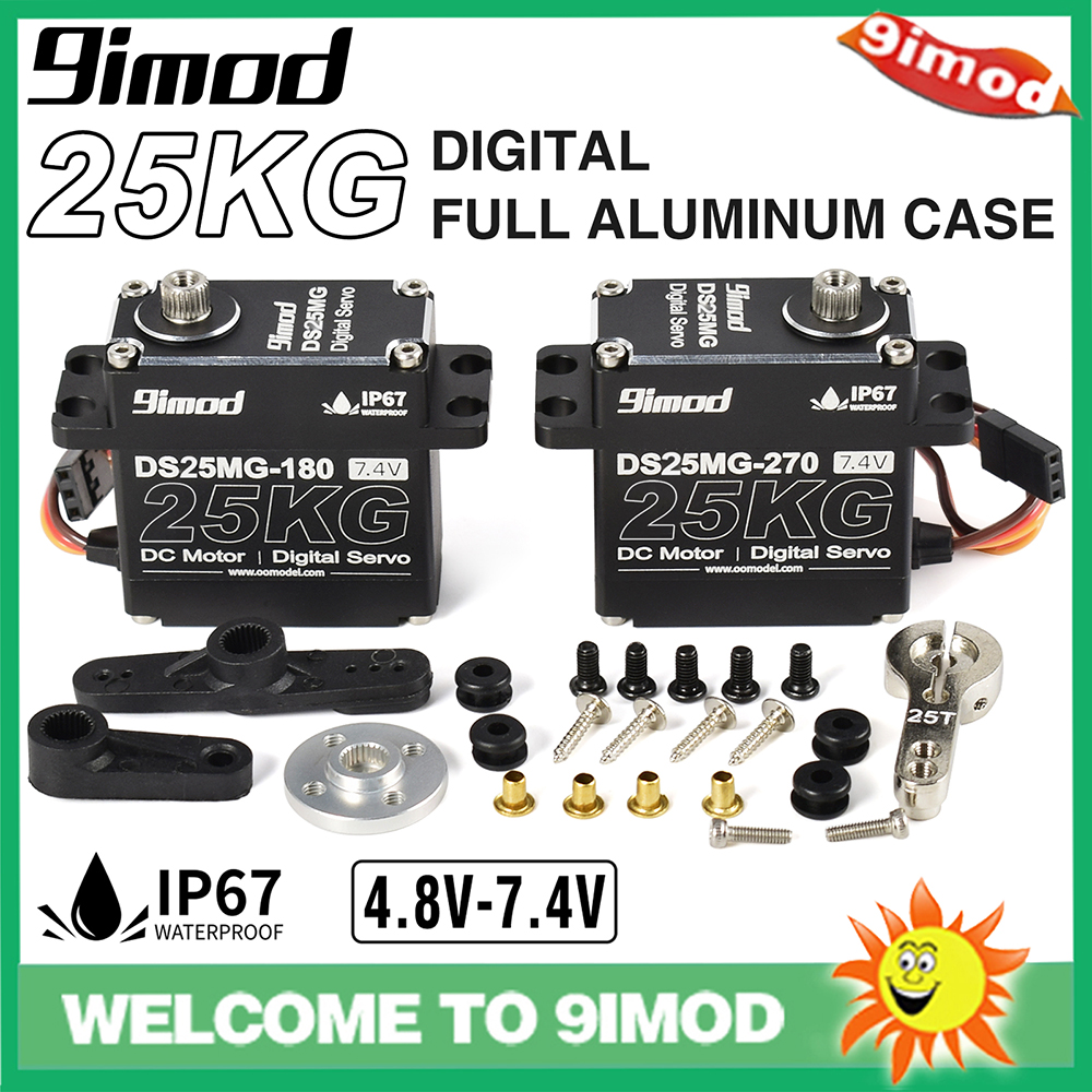 9imod DS25MG 25kg Waterpoof Servo 180°/270° Full Aluminum Case Metal Gear High Torque for 1/8 1/10 1/12 RC Car/Robot/Boat DIY