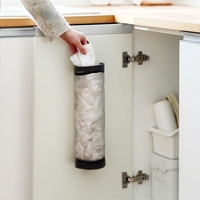 Thuis Boodschappentas Houder Wall Mount Plastic Zak Houder Dispenser Opknoping Opslag Prullenbak Vuilniszak Keuken Vuilnis Organisator