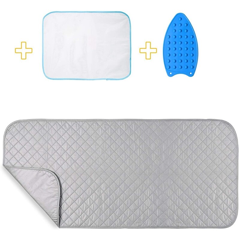 Estera de planchado, manta de planchado portátil gruesa de algodón, cubierta de almohadilla absorbente de agua para mesa de lavado almohadilla de descanso de hierro de silicona