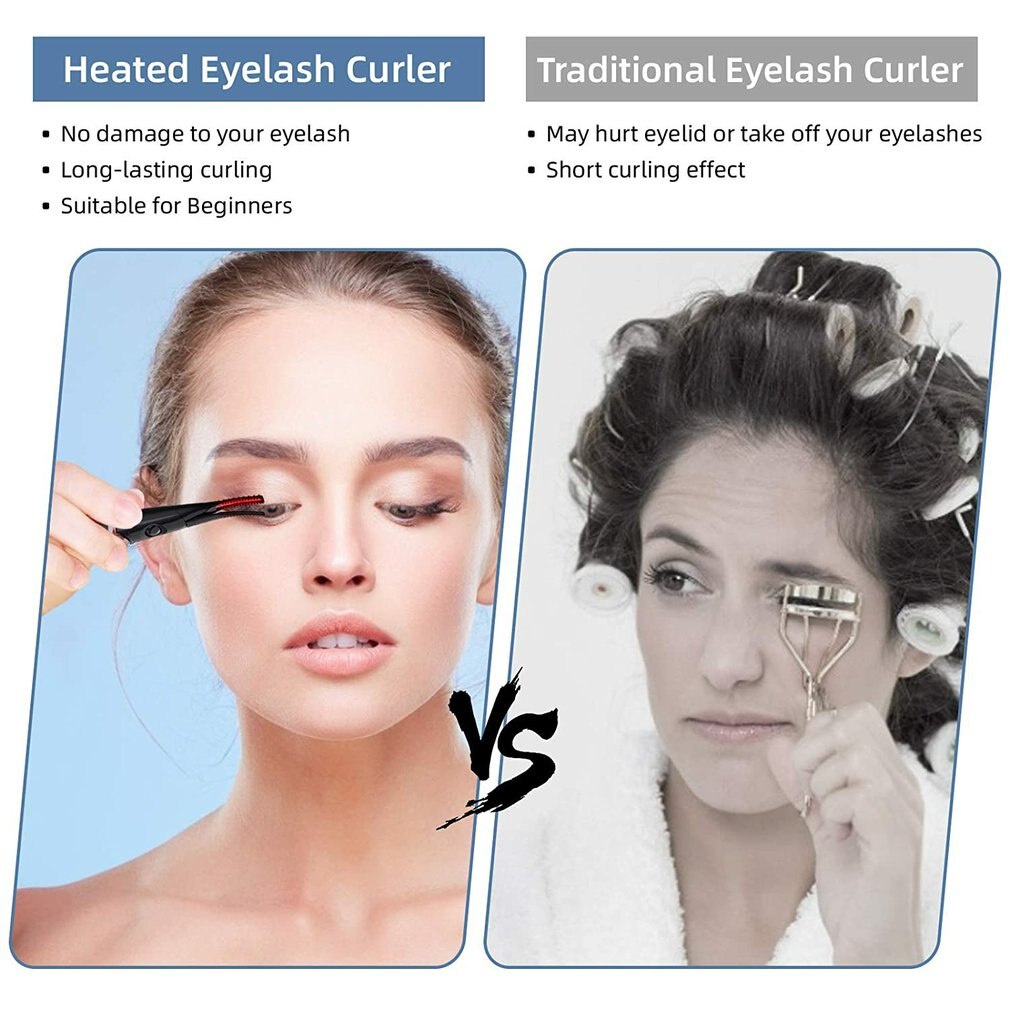 Rizador de pestañas 2 en 1 con calefacción de doble cara, rizador de pestañas eléctrico recargable con 3 engranajes, herramientas de maquillaje de belleza de ojos