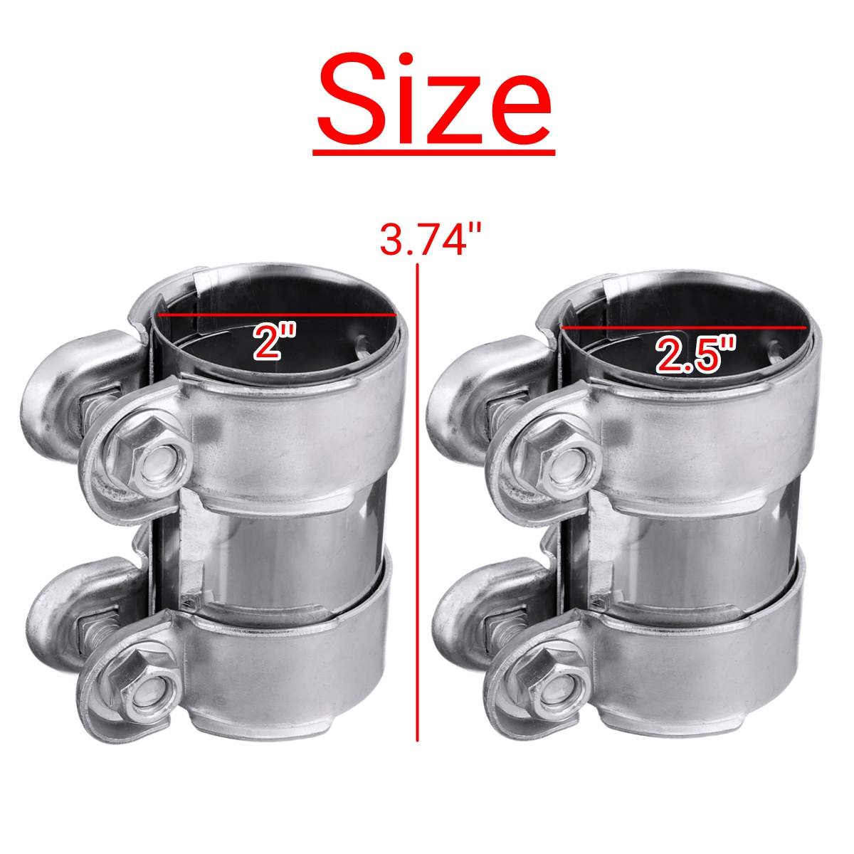 2 inch 2.5 inch Exhaust Muffler Tube Pipe Connector Joiner Sleeve Clamp Adjustable Stainless Steel Kit DIY Tool Car Accessories