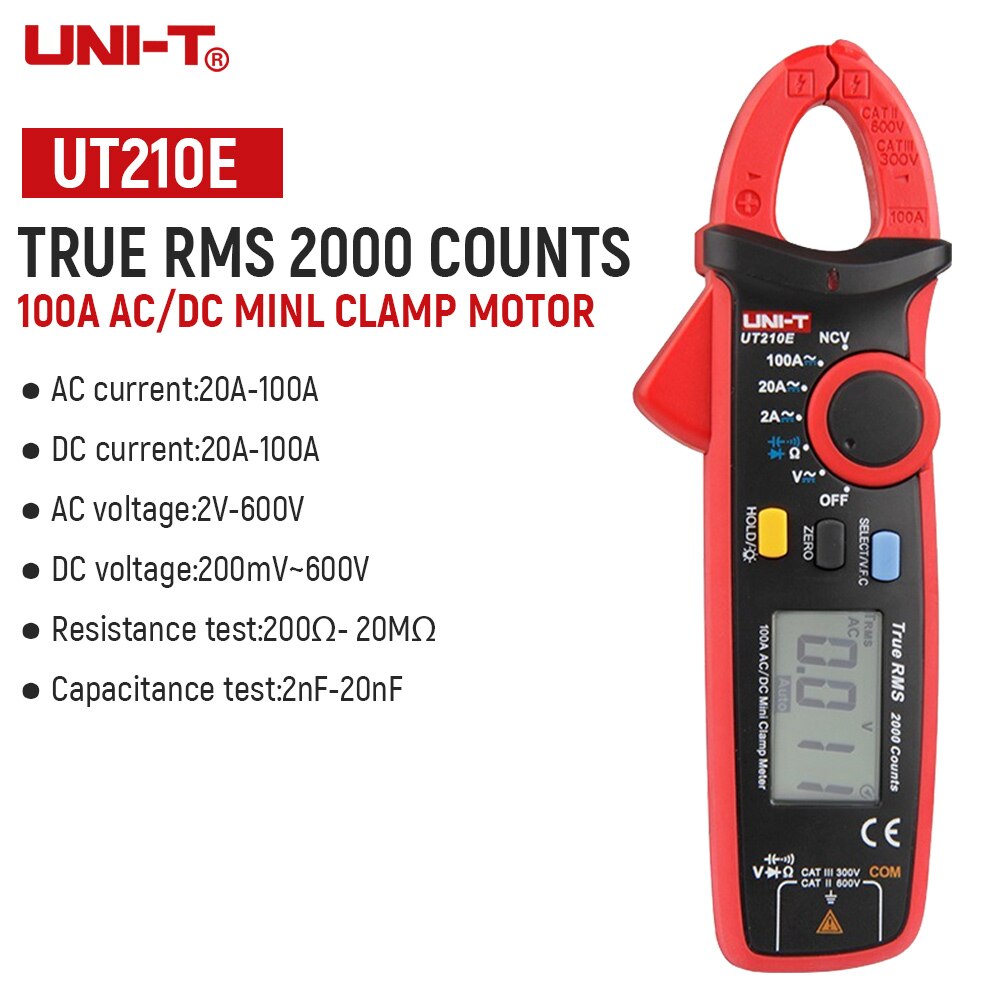 UNI-T UT210A B C D E Stroomtang Circuit Power Detectie Tester Auto Range Multimeter Dc/Ac Stroom Spanning instrumenten Bz