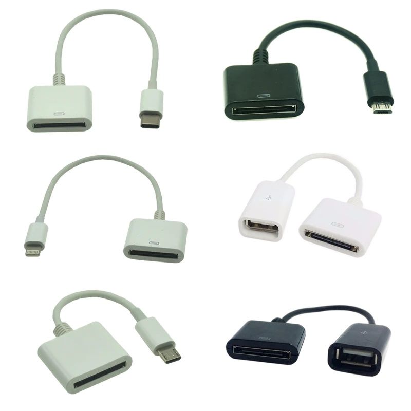 Dock 30 Pin Female naar USB-C USB 3.1 Micro USB 8pin Type C Mannelijke Korte Oplaadkabel Voor Huawei Xiaomi Mac Onplus 15 cm