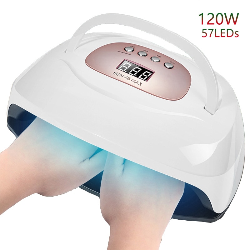 SUN X8 Max-Lámpara de uñas LED UV, secador de uñas de 120W, 57 LED, secado rápido, 10S, 30S, 60S, 99S, potente secador de uñas