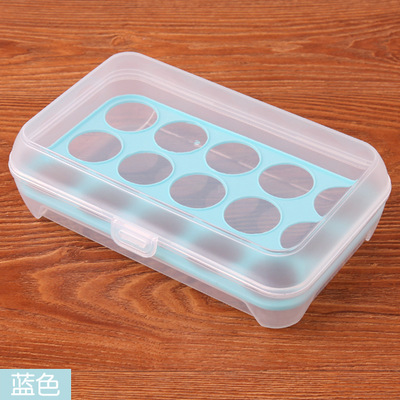 3 Pcs Egg Storage Box Egg Tray containers Kitchen Refrigerator 15 Grids Eggs Plastic Dispenser Airtight Fresh Preservation: blue